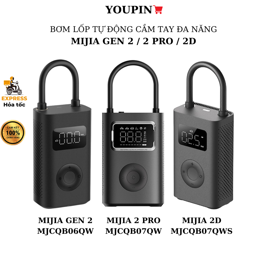 Bơm lốp Mijia Gen 2 Pro MJCQB07QW, Mijia 2D MJCQB07QWS, Bơm Xiaomi Mijia Gen 2 MJCQB06QW, 70Mai TP07