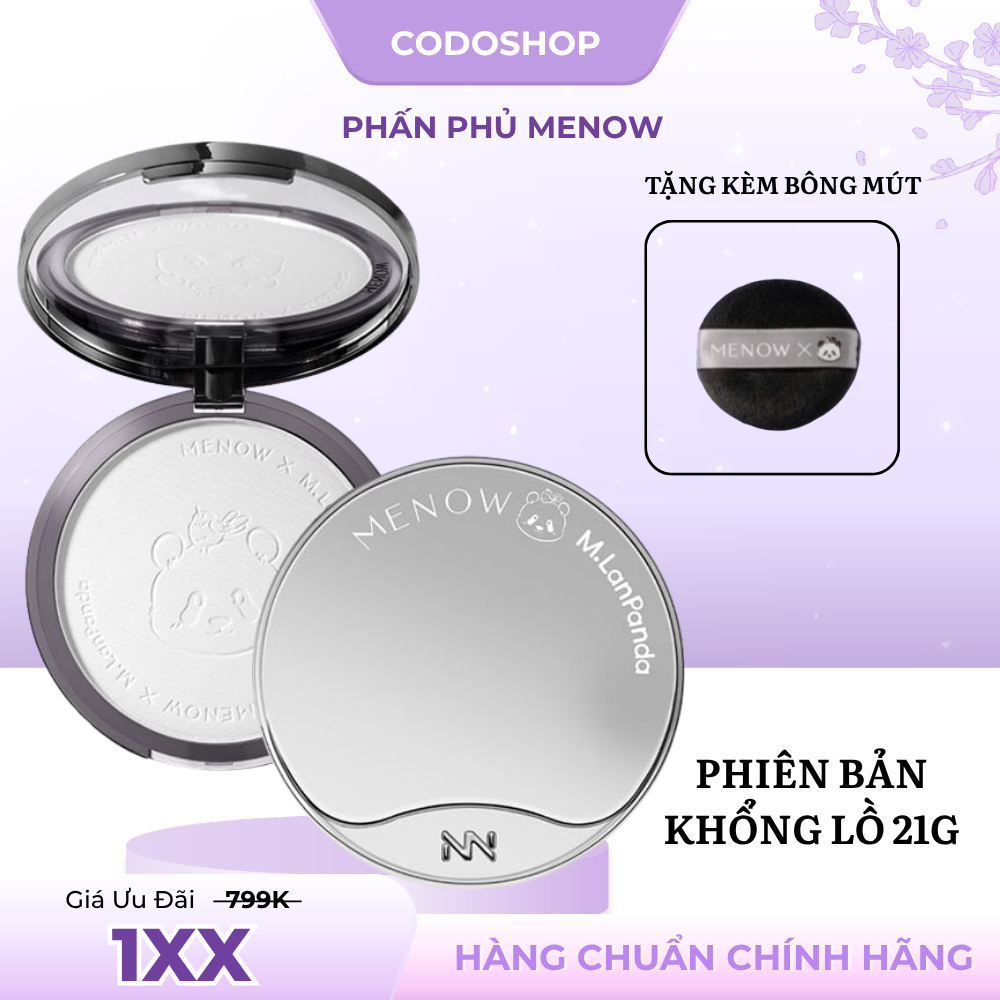 Phấn phủ MENOW PANDA gấu trúc khổng lồ kiềm dầu 21G, giữ tone vượt trội MENOW PANDA Velvet Mist Comp