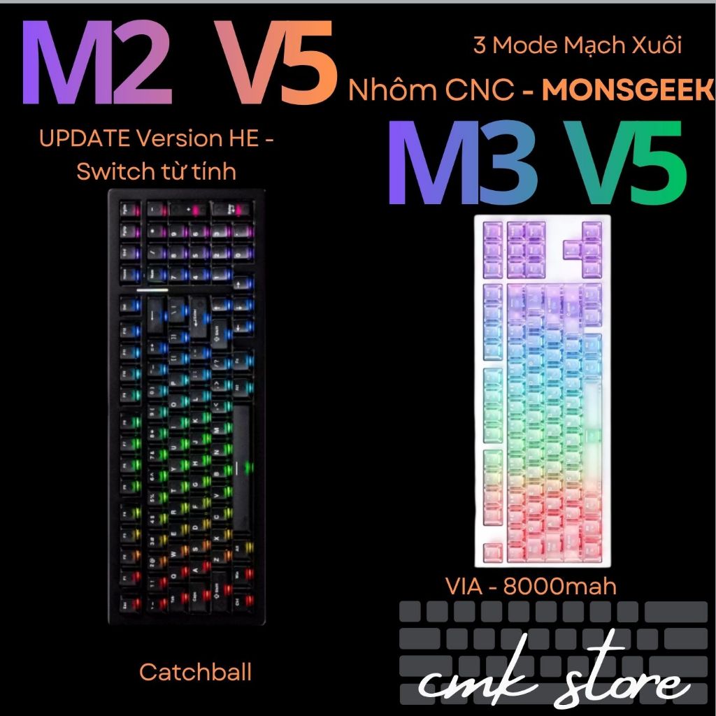 KIT Custom | Bàn Phím Cơ Nhôm CNC Fullsize Rút Gọn - Monsgeek M2 V5 - M2 HE Version - M3 V5 HE Updat