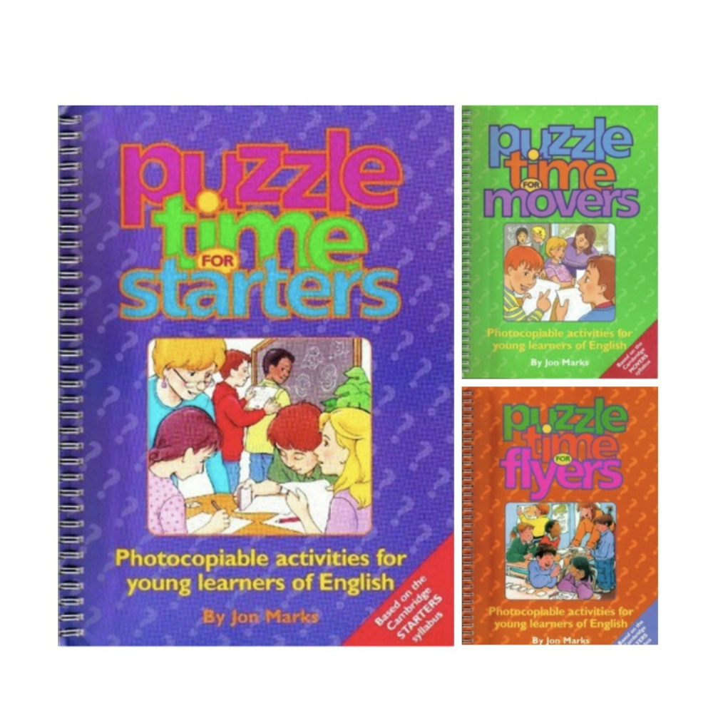 Sách - Puzzle Time for Starters - Movers - Flyers - Bản in đen trắng sắc nét