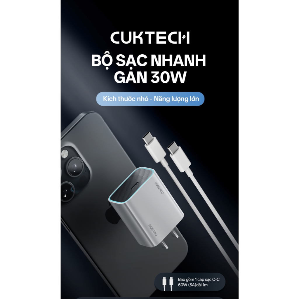 Củ Sạc GaN CUKTECH A18C 1C | Cống Suất 30W | Hỗ Trợ Sạc Nhanh | Thiết Kế Nhỏ Gọn | Bảo Hành 18 Tháng | BigBuy360 - bigbuy360.vn