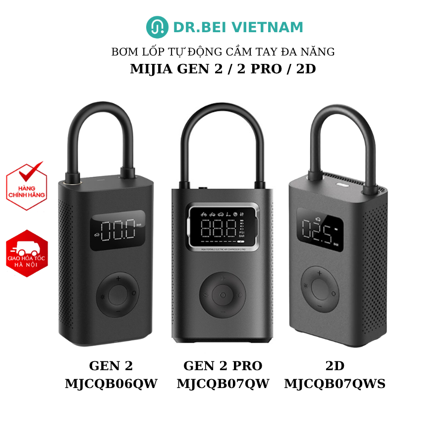 Bơm lốp Mijia Gen 2 Pro MJCQB07QW, Mijia 2D MJCQB07QWS, Bơm Xiaomi Mijia Gen 2 MJCQB06QW -BH 3 tháng