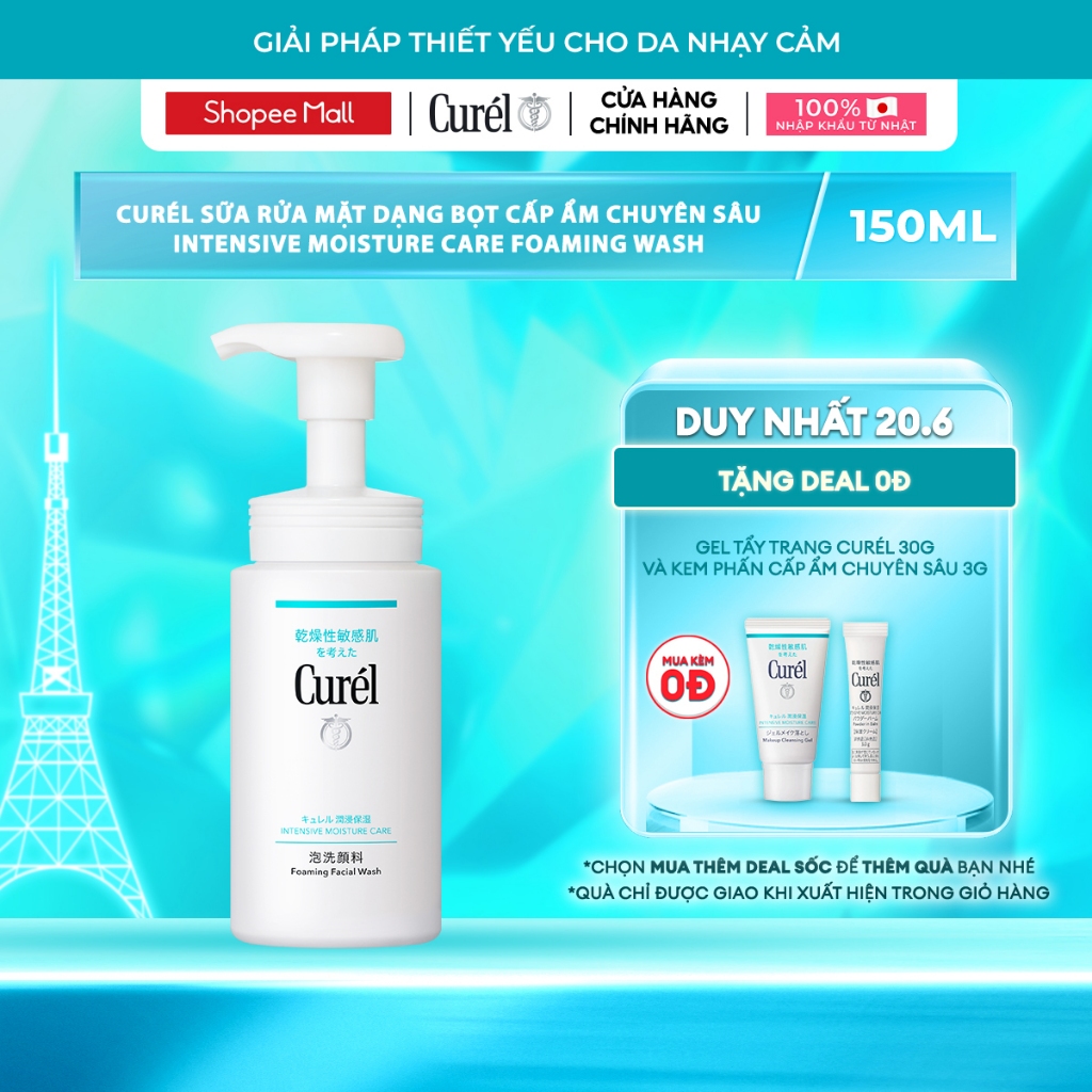 Sữa Rửa Mặt Dạng Bọt Cấp Ẩm Chuyên Sâu Curel Intensive Moisture Care Foaming Facial Wash 150ml