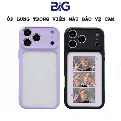 Ốp Lưng Trong Viền Màu Thời Thượng BIG Chống Sốc, Bảo Vệ Camera Cho iP 12 Pro Max–17 Pro Max
