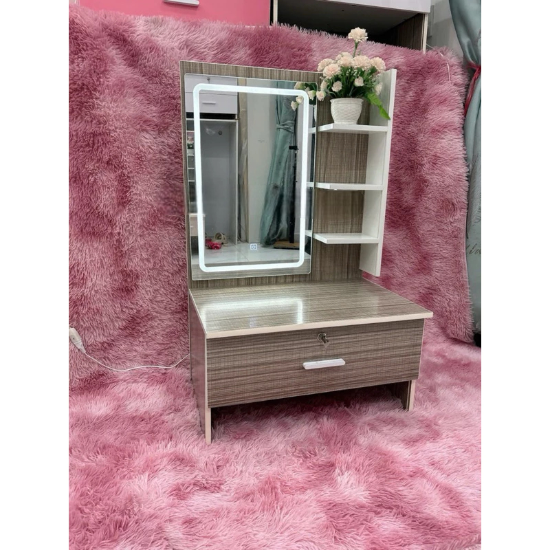 [FURNI HOME INBOX ZALO NGAY] J05-Bàn trang điểm ngồi bệt gương led cảm ứng đổi 3 màu. (1nk)