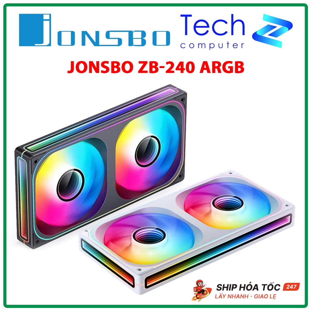 Quạt Case JONSBO ZB-240 ARGB Fan Xuôi / Fan Ngược Đen Trắng PWM Chính Hãng