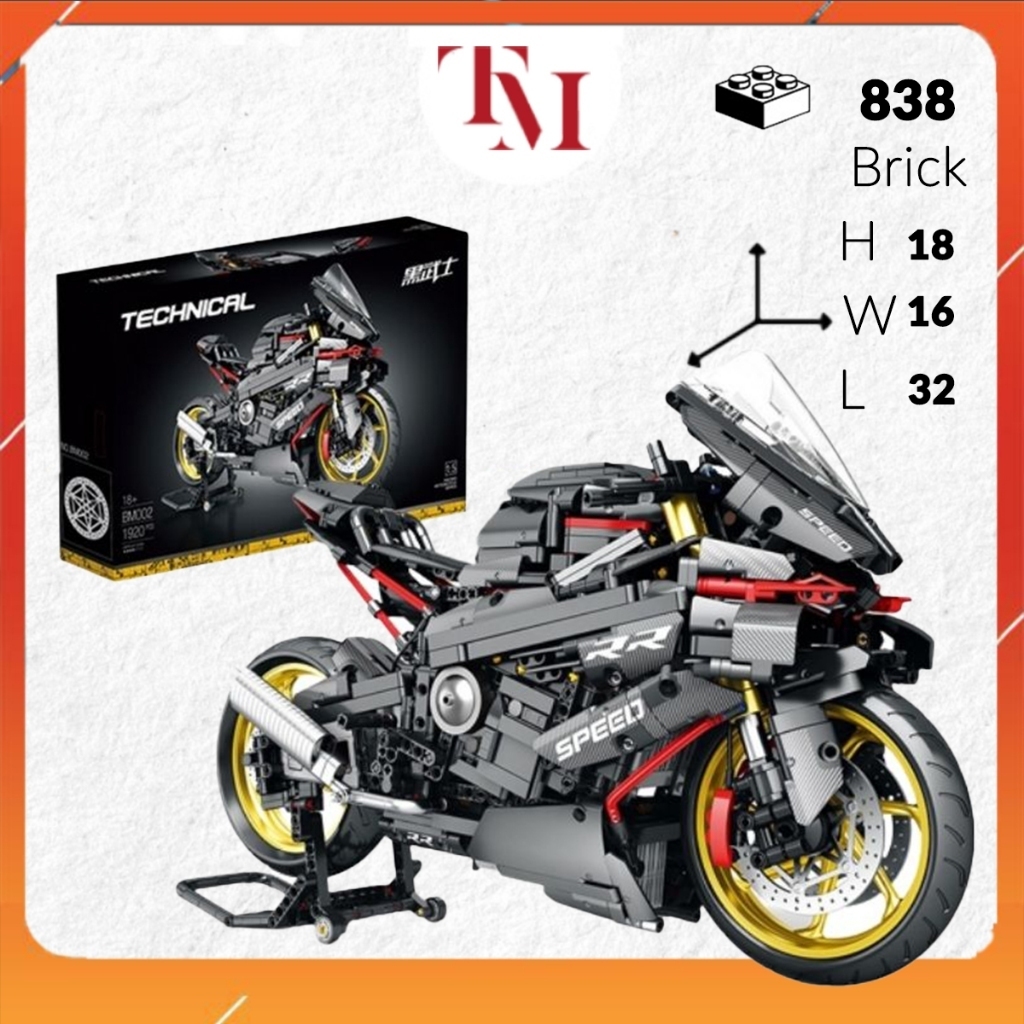 Technic 42130 BMW M1000rr Đen tỉ lệ 1:5 Đồ chơi Mô hình bộ Lắp ghép lắp ráp siêu xe
