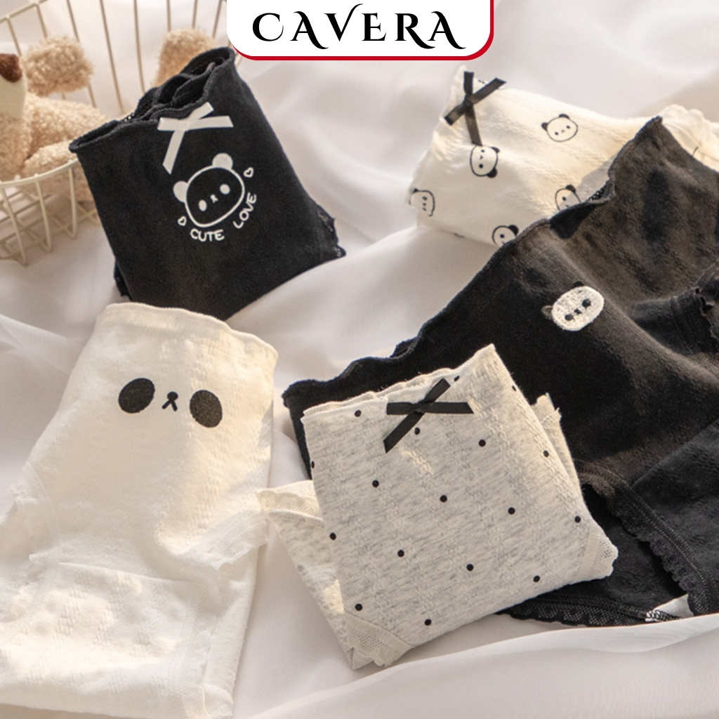 Combo Quần Lót Nữ Cotton Họa Tiết Gấu Trúc Thoáng Khí Kháng Khuẩn Co Dãn Tốt CAVERA VNL1172