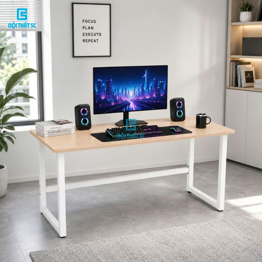 [Nội Thất 5C] Bàn học, bàn gaming thiết kế chân bản lớn 4x4cm, nhiều màu sắc kích thước 1m2, 1m4 rộn