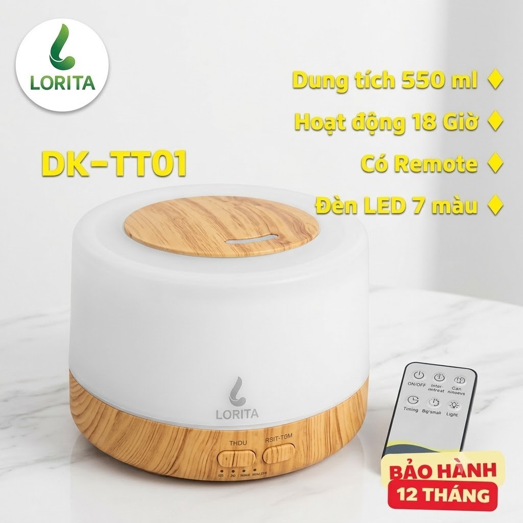 LORITA Máy xông phun sương tạo độ ẩm thơm phòng điều khiển Remote Đèn Led- Yêu bản thân chọn LORITA#