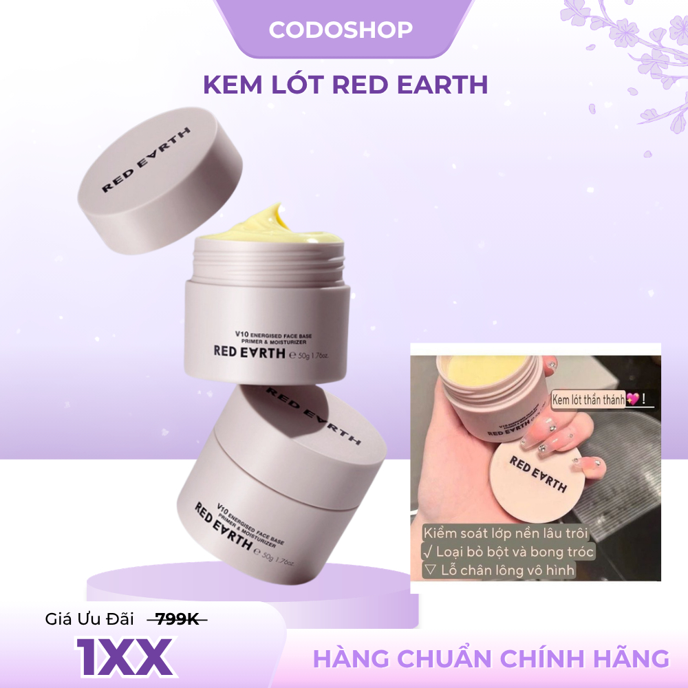RED EARTH Kem Lót RED EARTH Dưỡng Ẩm RED EARTH V10 - Che Lỗ Chân Lông Và Dưỡng Ẩm Cao Cấp