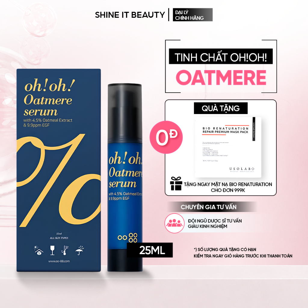 Hàng công ty - Serum OH OH phục hồi tái tạo và làm dịu da chuyên sâu, OH OH Oatmere Serum 25ml