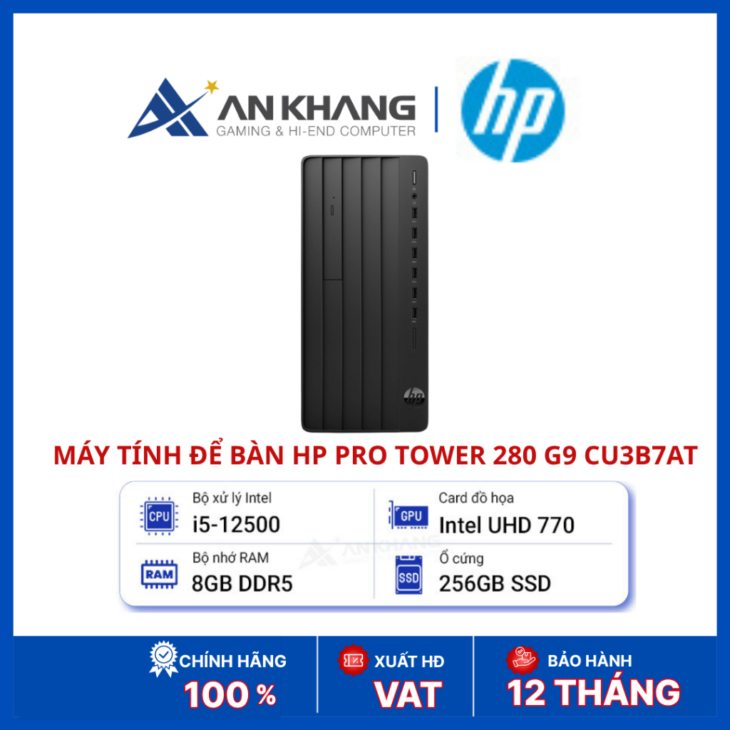 Máy tính để bàn HP Pro Tower 280 G9 CU3B7AT | Core i5-12500 | RAM 8GB DDR5 | SSD 256GB | Win11 Home