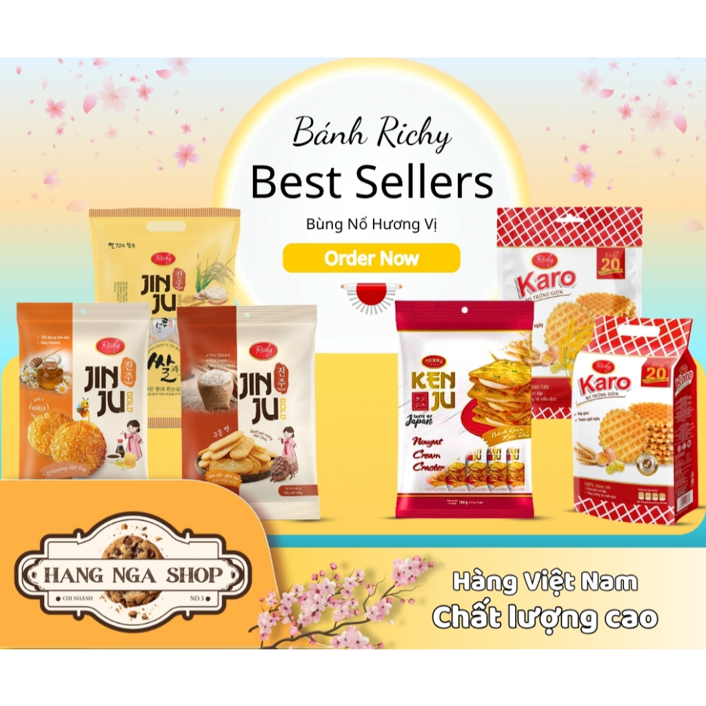 Bánh KENJU Kem Dẻo, KENJU Rau Củ | Bánh Gạo JINJU Mật Ong, Bò Tiêu, Original | Bánh KARO Bơ Trứng Gi