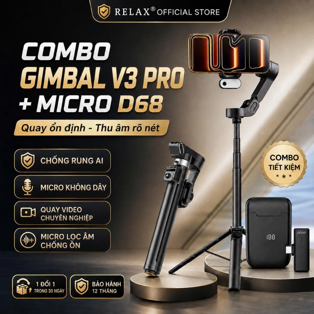 Gimbal Smart V3 - Gymbal điện thoại chống rung hỗ trợ Livestream, chụp ảnh chuyên nghiệp xoay 360 độ