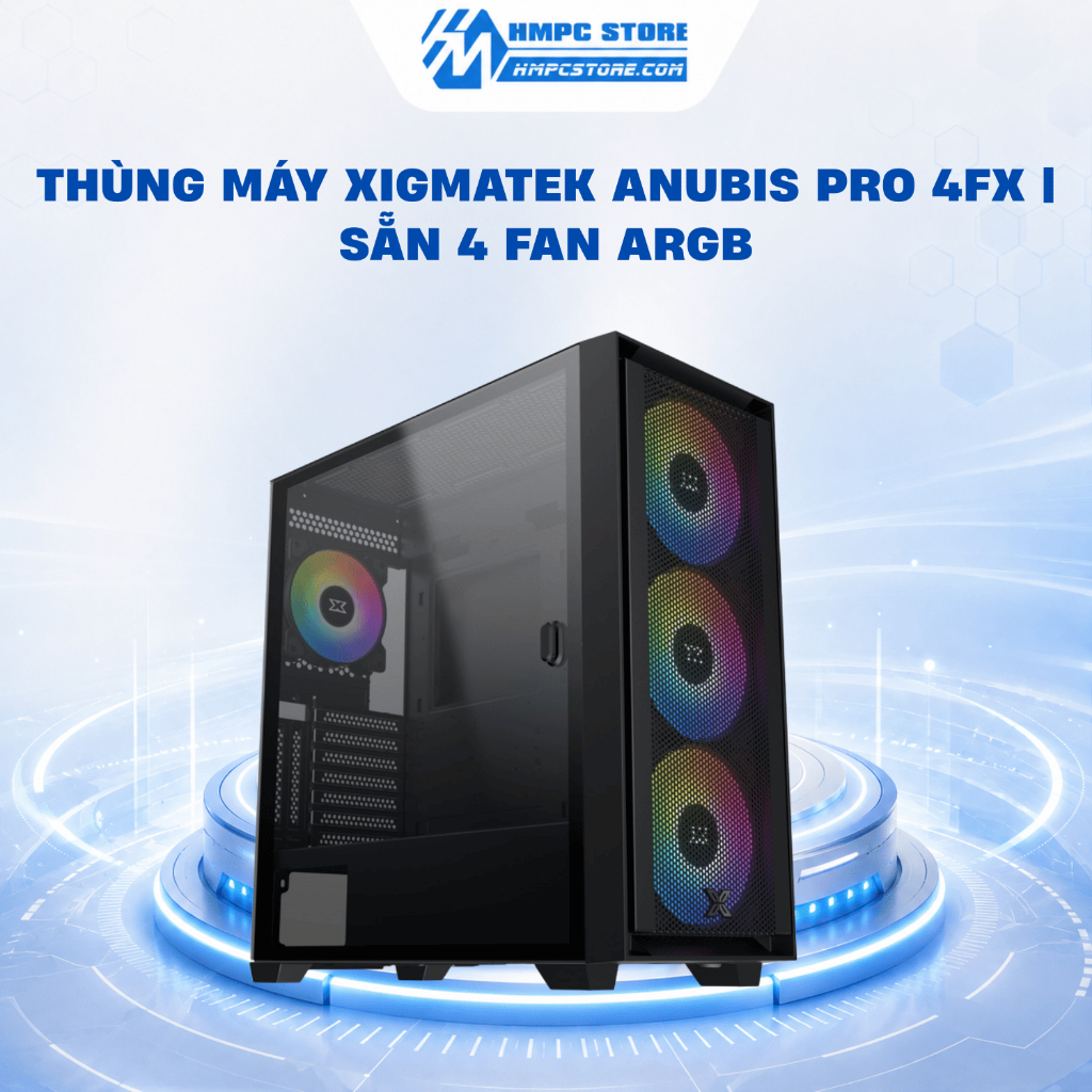 Case - Thùng máy XIGMATEK ANUBIS PRO 4FX | Sẵn 4 Fan ARGB, BH 1 năm