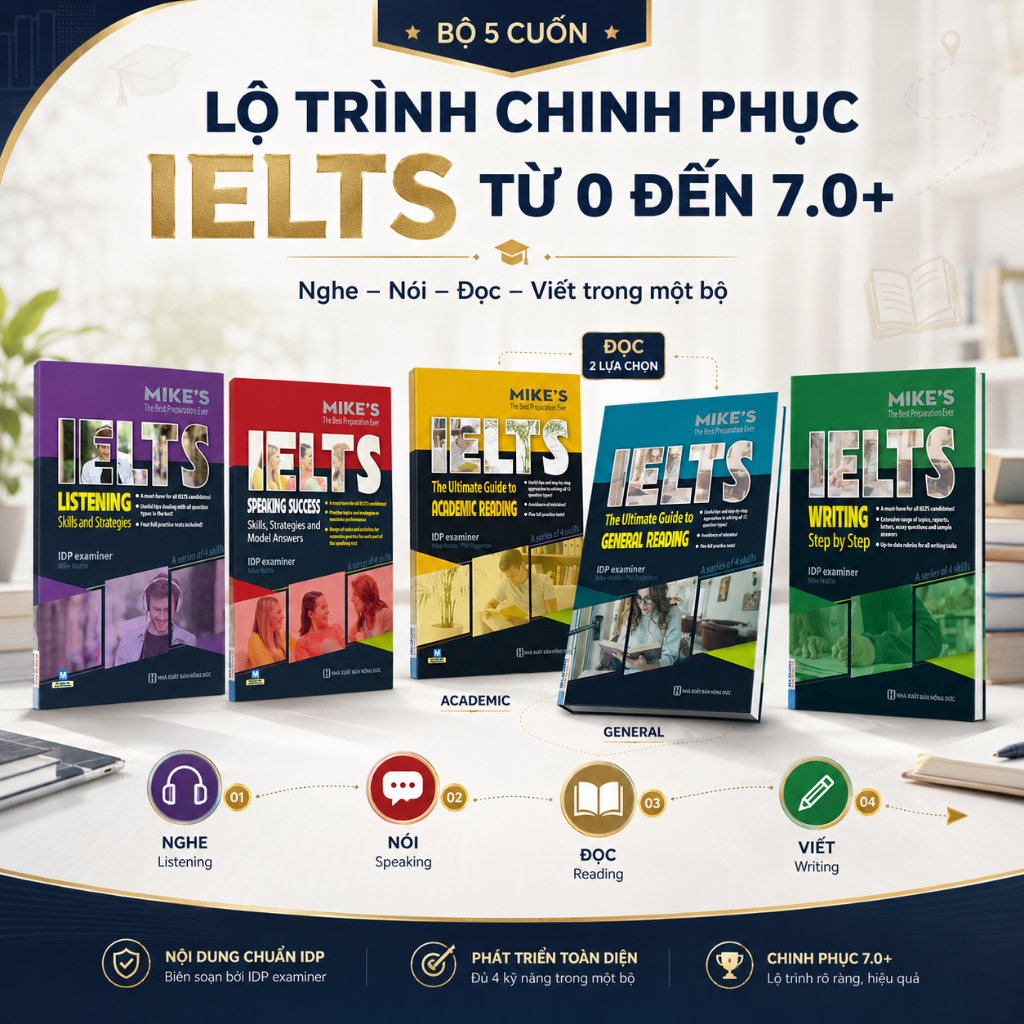 Bộ Sách Luyện Thi IELTS Mike 5 Cuốn | Lộ Trình Chinh Phục IELTS 4 Kỹ Năng Từ Cựu Giám Khảo IELTS