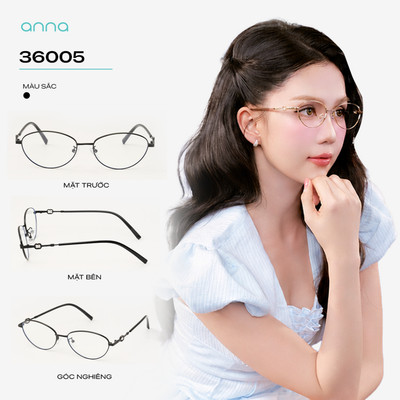 [NGỌC TRINH] Gọng kính thời trang nữ ANNA chất liệu kim loại dáng oval trendy 36005