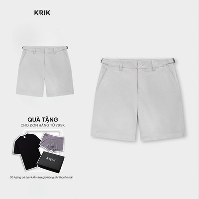 Quần Short Kaki Nam KRIK Form Regular Chất Cotton Mềm Mại Thiết Kế Chỉn Chu QS8188