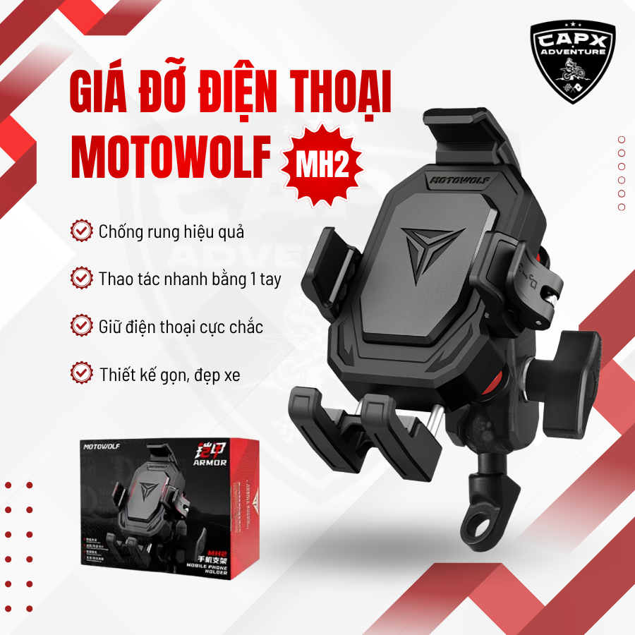 GIÁ ĐỠ ĐIỆN THOẠI XE MÁY MOTOWOLF MH2 CHÍNH HÃNG