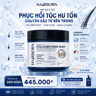MẶT NẠ Ủ TÓC COLLAGEN DEEP SHOT trọng lượng 200g, Thương hiệu Hairborn, dưỡng tóc suôn mượt mềm mại