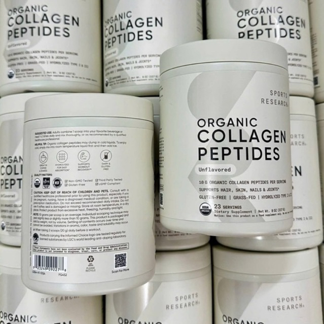 Hộp Sports Research Organic Collagen Peptides Mỹ 227g