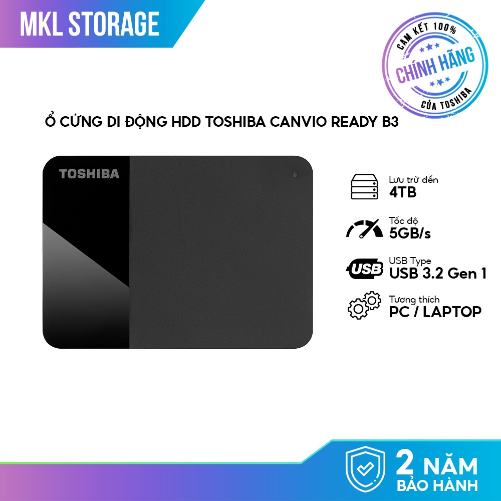 ( TẶNG TÚI ĐỰNG ) Ổ Cứng Di Động HDD Toshiba Canvio Ready B3 1TB 2TB 4TB USB 3.2 Gen1 - Storage Shop