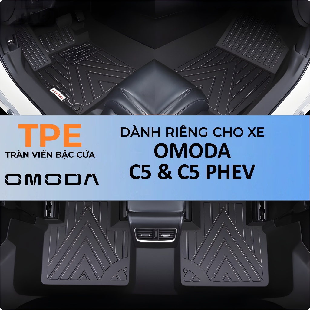 Thảm lót sàn Omoda C5, C5 Phev tràn viền bậc cửa TPE, bao trọn thành xe ICHINI