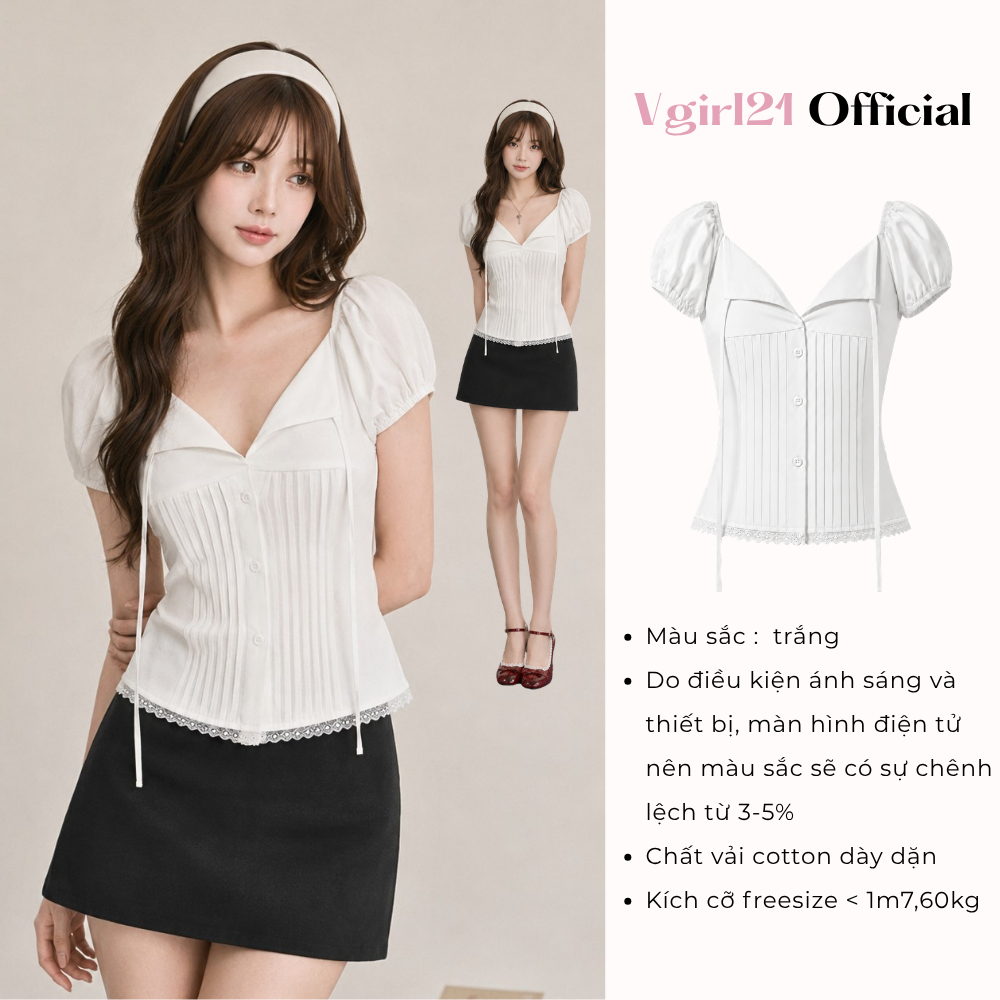 [DEAL MỞ BÁN] YERINTOP - ÁO KIỂU NỮ VGIRL21 TAY PHỒNG, VẠT XẾP LY, TRẺ TRUNG, PHÙ HỢP MẶC HẰNG NGÀY | BigBuy360 - bigbuy360.vn
