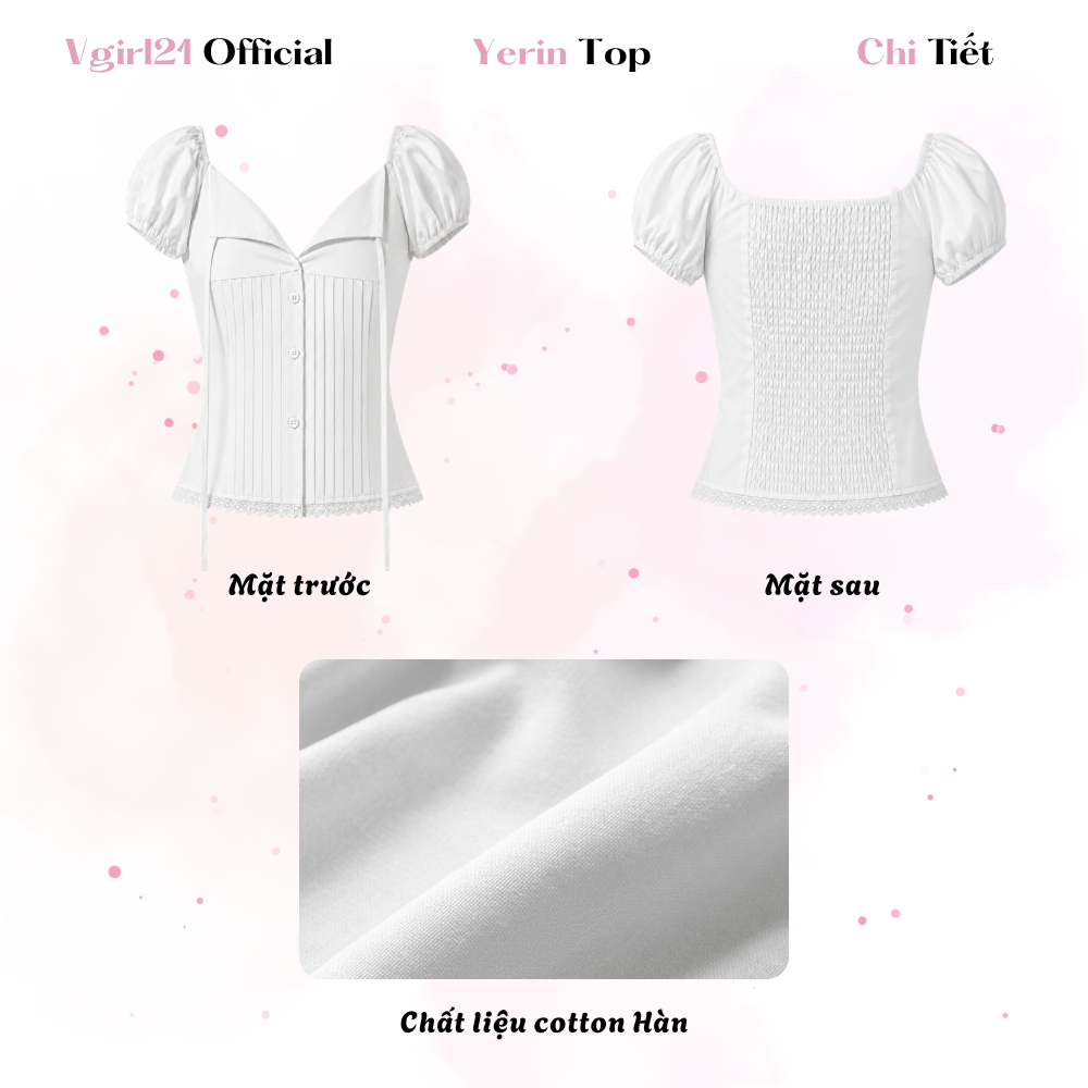 [DEAL MỞ BÁN] YERINTOP - ÁO KIỂU NỮ VGIRL21 TAY PHỒNG, VẠT XẾP LY, TRẺ TRUNG, PHÙ HỢP MẶC HẰNG NGÀY | BigBuy360 - bigbuy360.vn