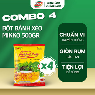 Combo 4 gói Bột Bánh Xèo MIKKO Hương Xưa 500gr - Bột Trộn Sẵn Chiên Bánh Xèo, Bánh Khọt Giòn Lâu