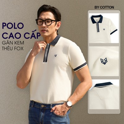 [BEST SELLER] Áo Thun Polo Nam  Cao Cấp Gân Kem Thêu Fox Phối Bo - Luôn Tặng Hộp Đóng – BY COTTON