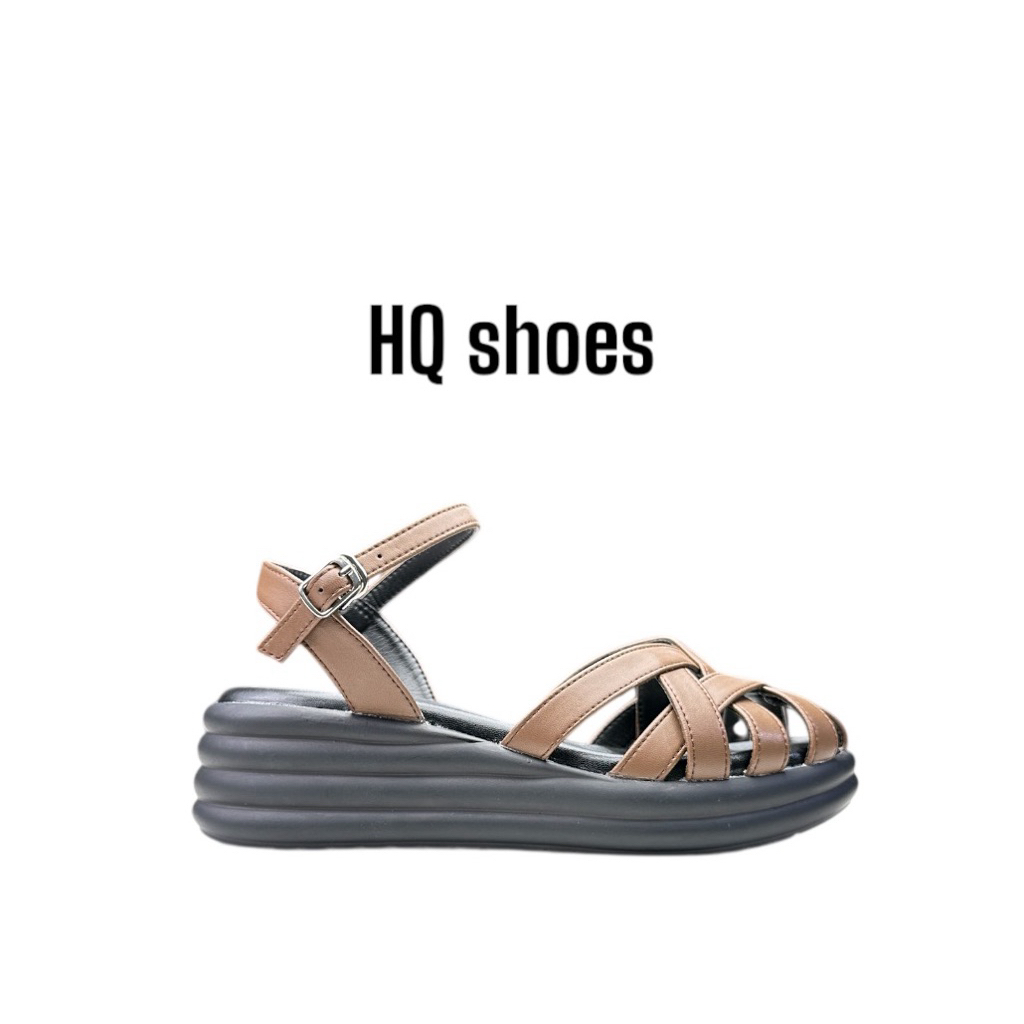 sandans xuồng bánh mỳ rọ da micro,( chân đầy tăng 1 size ạh.) cao 5cm đế êm ái,HQ shoes,HQ-2070 rọ