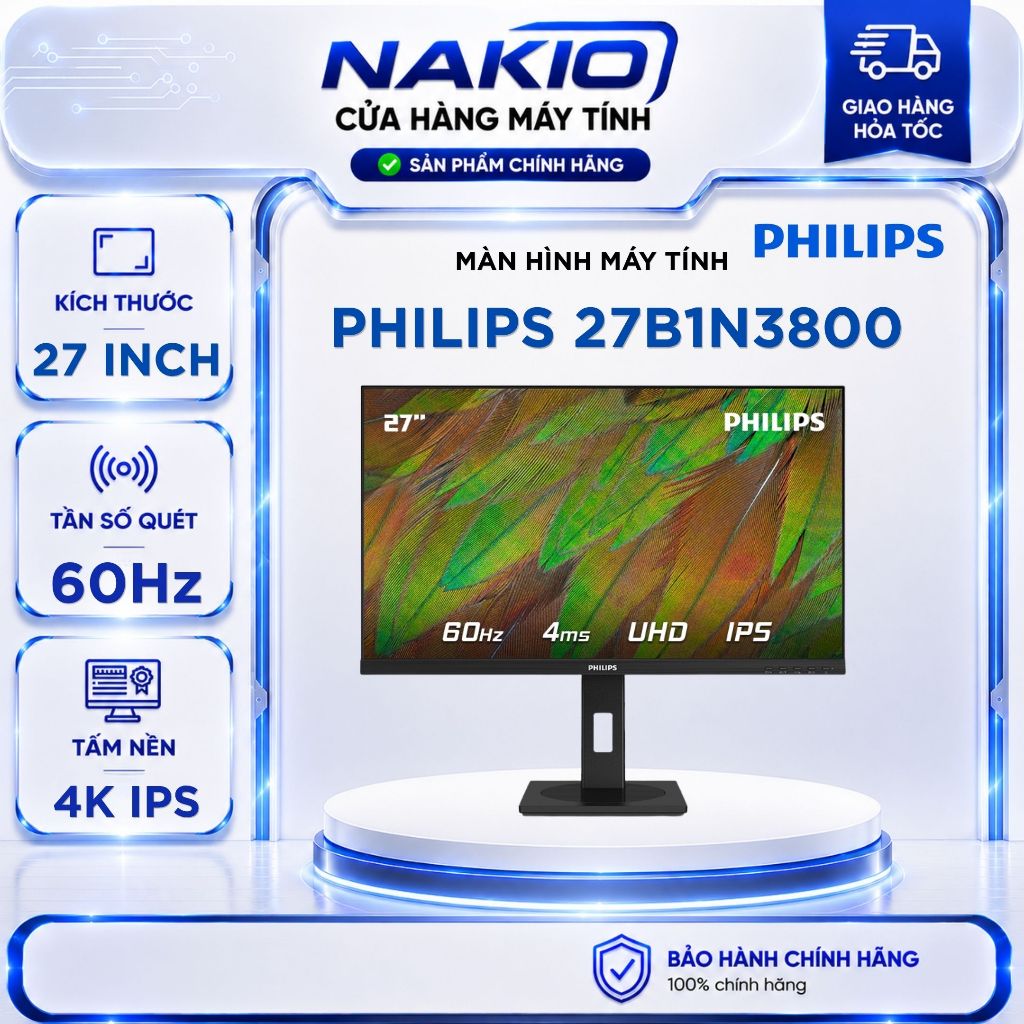 Màn Hình Philips 27B1N3800 (27inch, 4K UHD, IPS, 60Hz, 4ms) - Bảo hành chính hãng 36 tháng