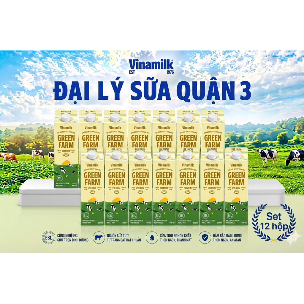 12 Hộp VINAMILK Green FARM 1L