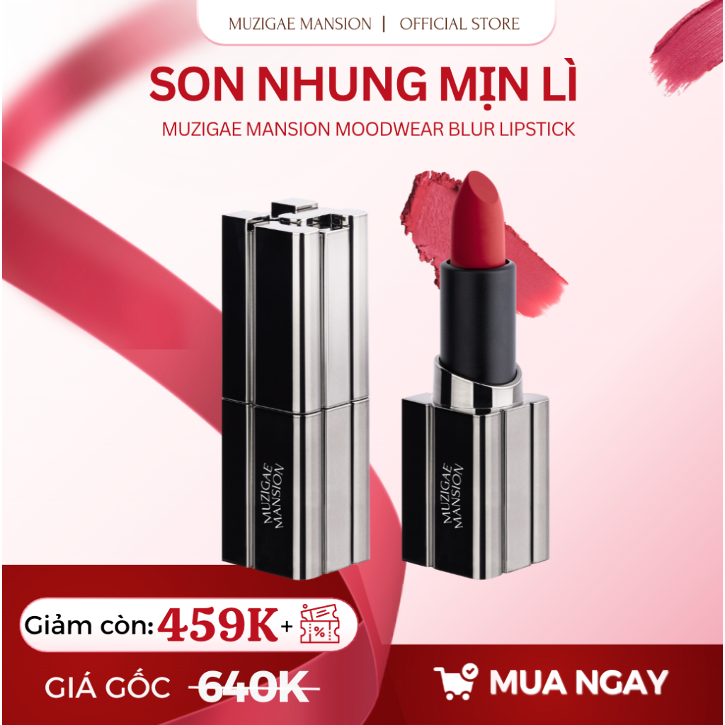 [MÃ CẬN DATE] Son thỏi Muzigae Mansion Moodwear Blur Lipstick Mịn Lì, Lâu Trôi, Dưỡng Ẩm