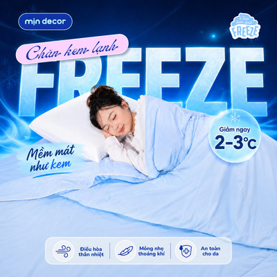 [HOẢ TỐC] Chăn Kem Lạnh Freeze Mịn Decor, Chăn Mùa Hè Mát Lạnh, Mỏng Nhẹ, Kích Thước 2mx2m2