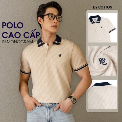 [New Deal] Áo Thun Polo Nam Pique 2.0 Monogram Be - Luôn Tặng Hộp Đóng - BY COTTON