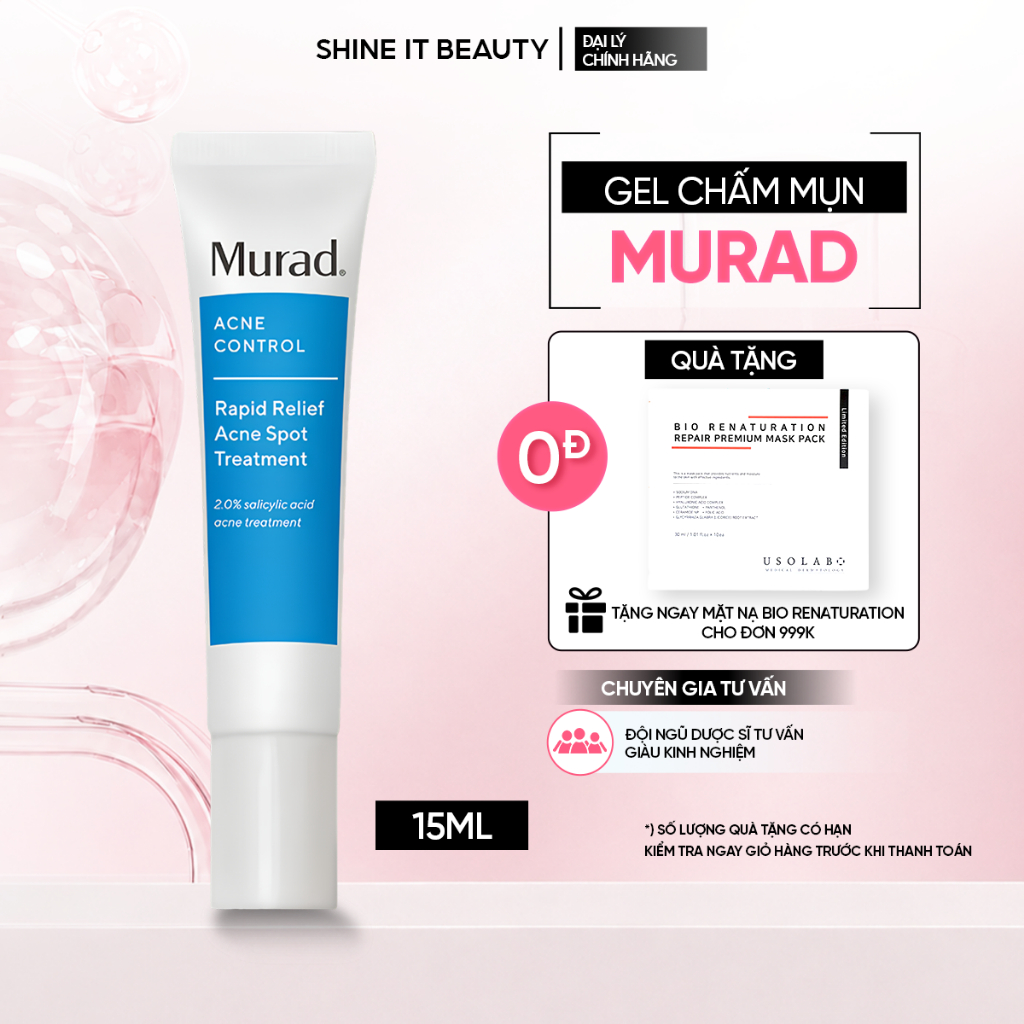 Hàng công ty - Gel chấm mụn Murad làm giảm mụn viêm mụn sưng đỏ Murad BHA tràm trà thiên nhiên