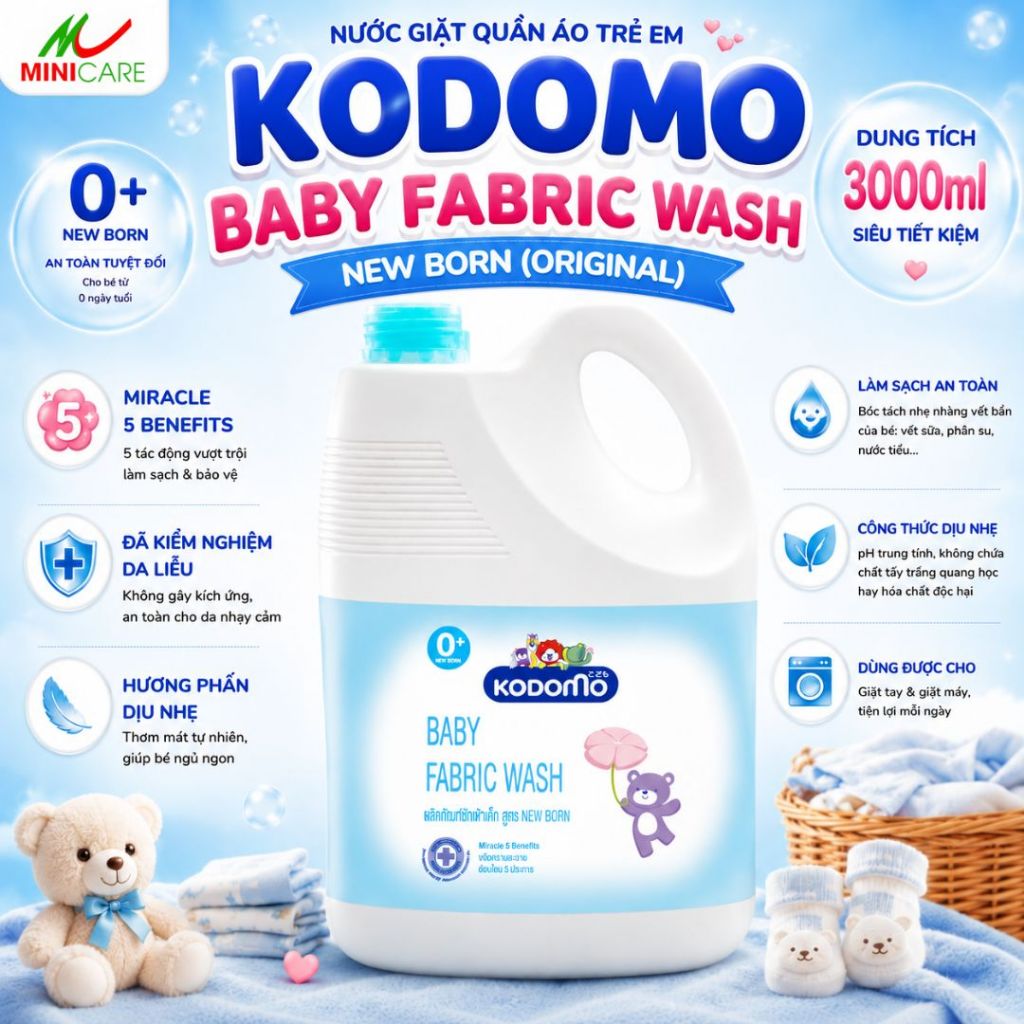 Nước giặt quần áo trẻ em Kodomo Original (bình 3000ml) 0+