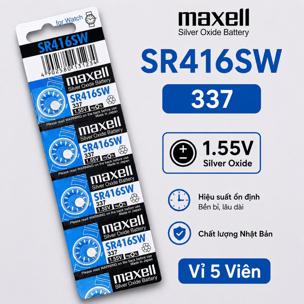 (Maxell Xanh)Pin Đồng Hồ Đeo Tay Maxell SR416SW(337) SR521SW(379)-Pin Đồng Hồ Đeo Tay Xịn