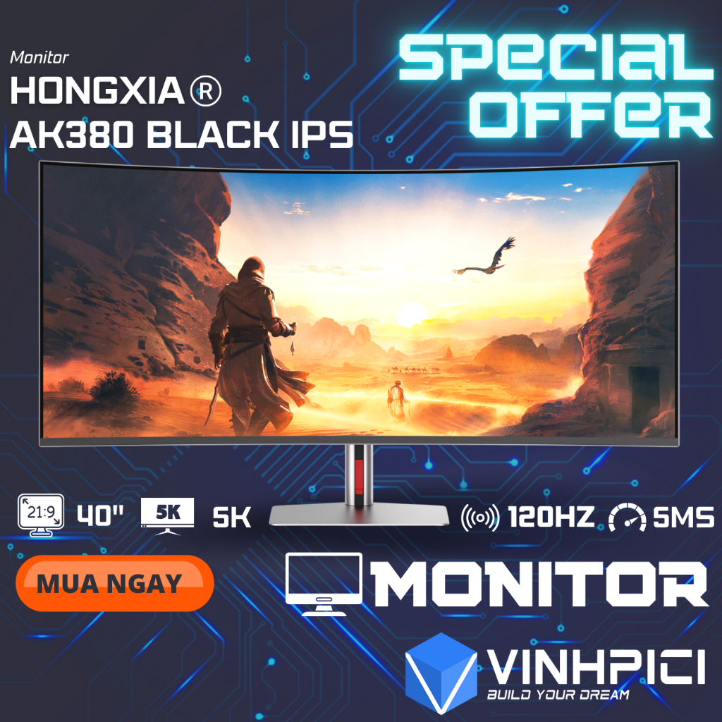 Màn hình HONGXIA AK380 (40inch/5K/Nano-IPS Black/120Hz/5ms/Type-C 65W) chung Panel U4025QW Chuyên Đồ