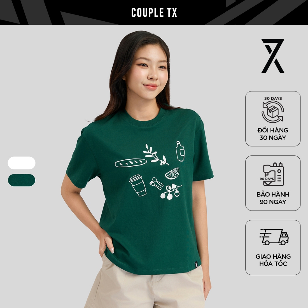 Áo Thun Nữ Couple TX In Graphic Icon Thun Cotton Thoáng Mát Form Rộng Thoải Mái WTS 2522
