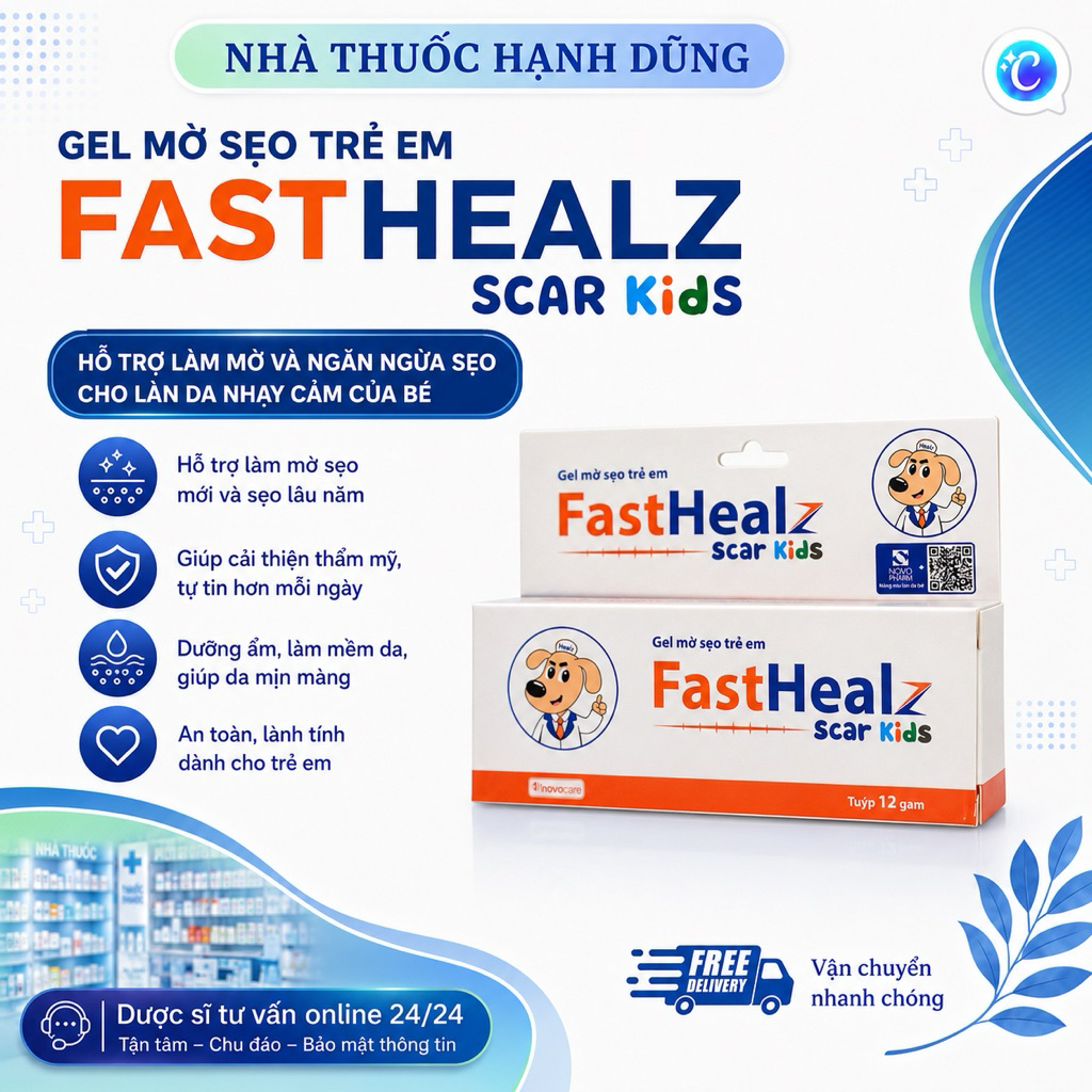 NTHD| Gel mờ sẹo trẻ em FASTHEALZ Scar kids | Tuyp 12g