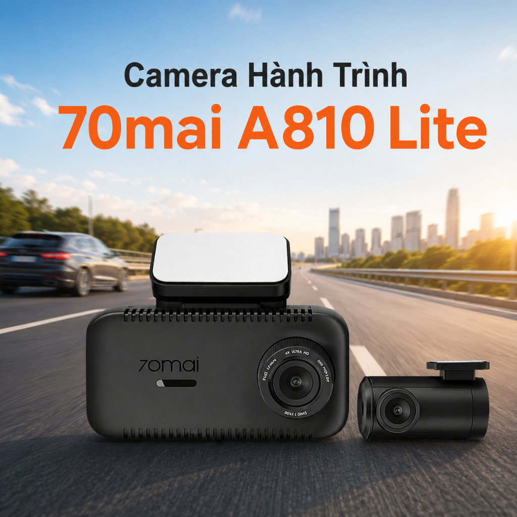 Camera Hành Trình Ô Tô 70mai A810 Lite 4K – Ghi Hình Trước Sau, Góc Rộng, Chống Nhiễu Ban Đêm - Bảo 