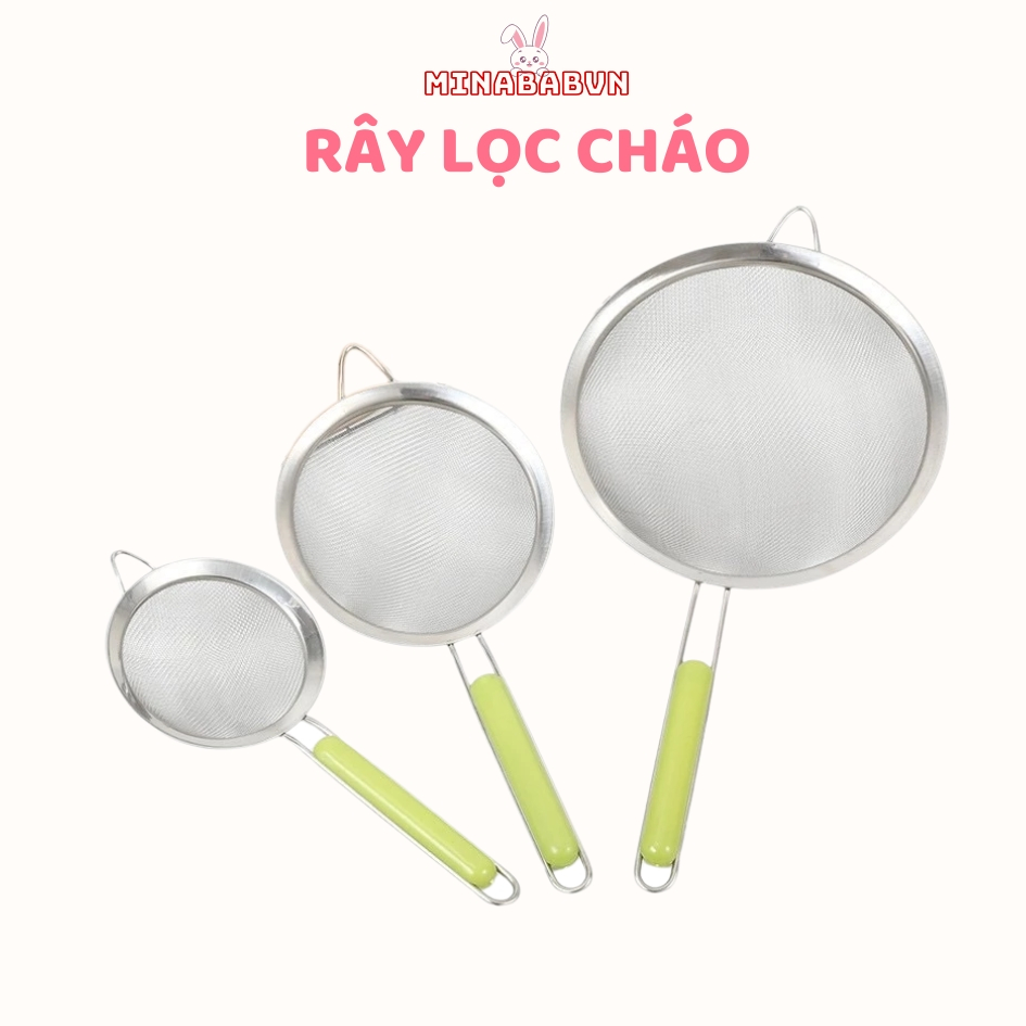 Rây Lọc Cháo Cho Bé, Rây Lọc Inox Cán Xanh Rây Đồ Ăn Dặm Siêu Mịn Hàng Loại 1