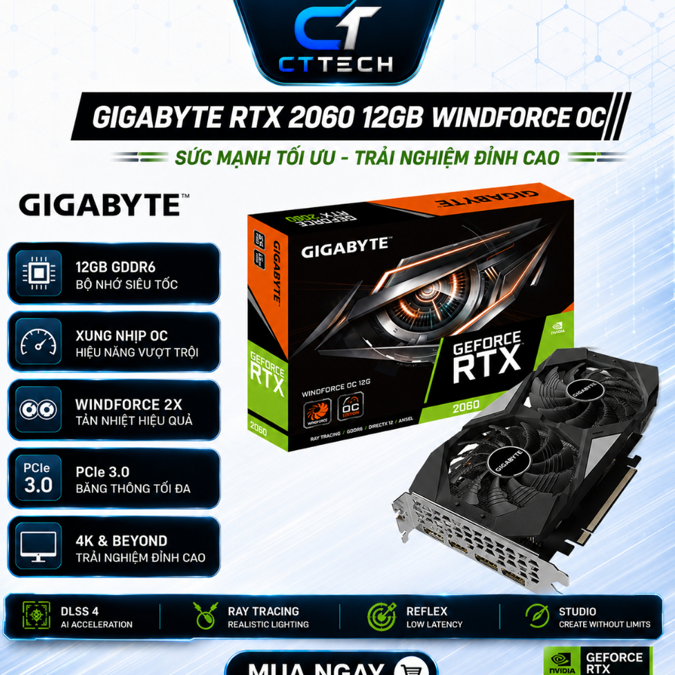 Card Màn Hình Gigabyte RTX 2060 12G Windforce OC GDDR6