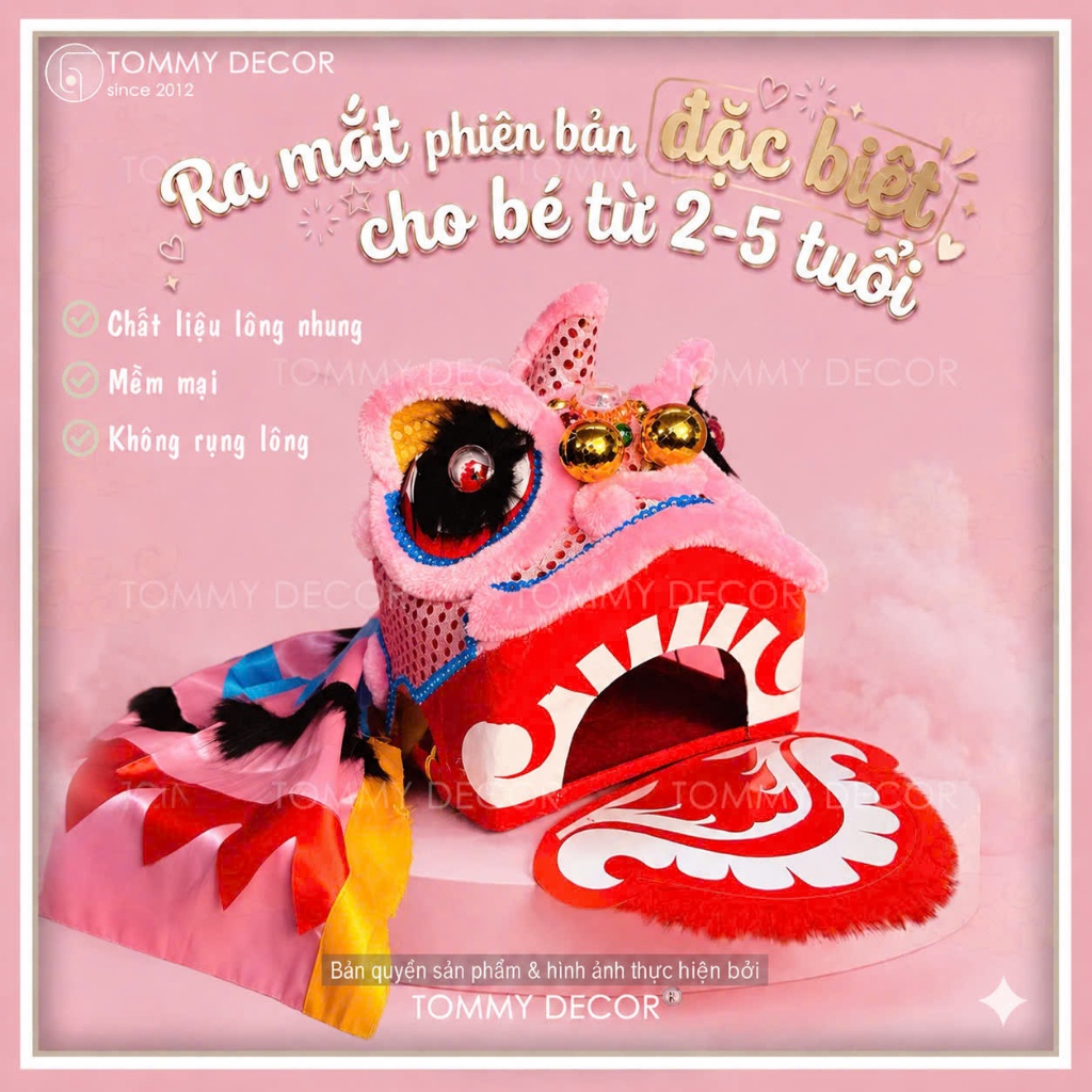 [Đầu lân trẻ em KHÔNG RỤNG LÔNG Cho Bé] Đầu Lân cho bé từ 2-8 tuổi, đầu múa lân cho bé