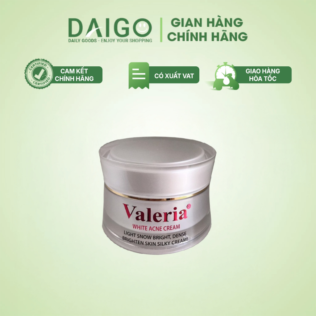 [Hàng Cty] Kem ngừa mụn, mờ thâm, hỗ trợ mụn Valeria White Acne Cream 30g