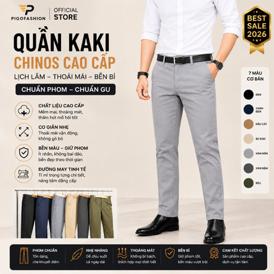Quần Kaki nam kiểu chinos cao cấp SPMQKK01 mặc đi làm đi chơi đều phù hợp - PigoFashion
